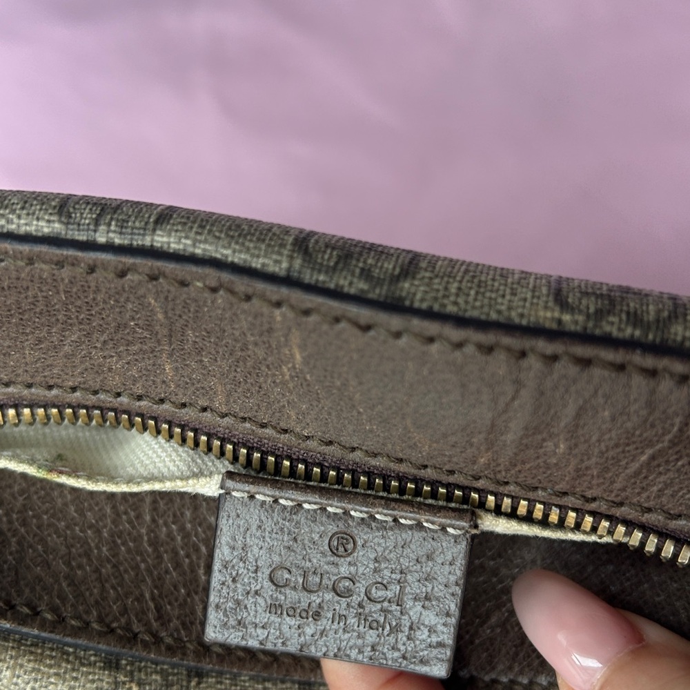 Gucci Beige & Brown GG Supreme Mini Shoulder Bag with Floral Lining - Picture 11 of 11